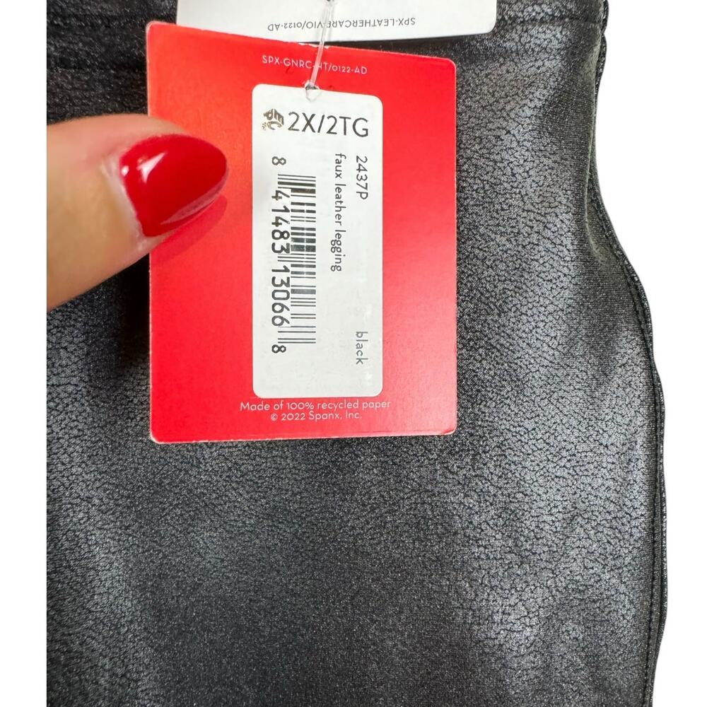 Spanx NWT SPANXshape Faux Leather Black High Waist Tummy Control Leggings - Picture 8 of 11